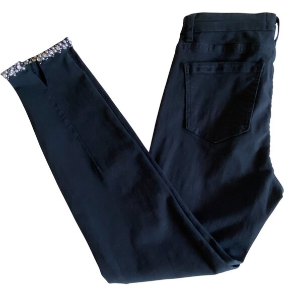 Frank Lyman High Waist Rhinestone Pearl Ankle Jeans 4-6 - Picture 1 of 9